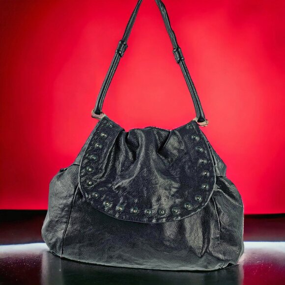 Tre Vero Handbags - Tre Vero Top Frame Leather Stud Accented Shoulder‎ Bag